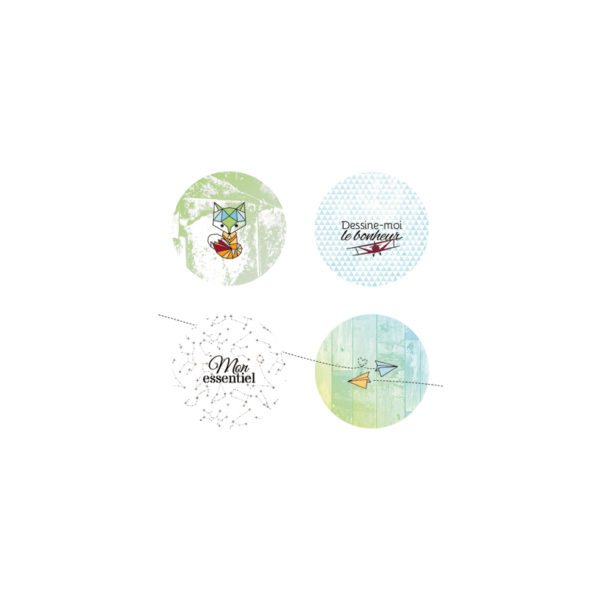 Lot de 4 badges "Dessine-moi..." - BA01