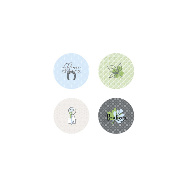 Lot de 4 badges "Porte-Bonheur" - BA06