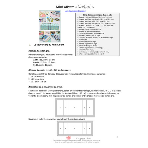 Fiche technique - Mini album "Week-end" à télécharger – Image 2
