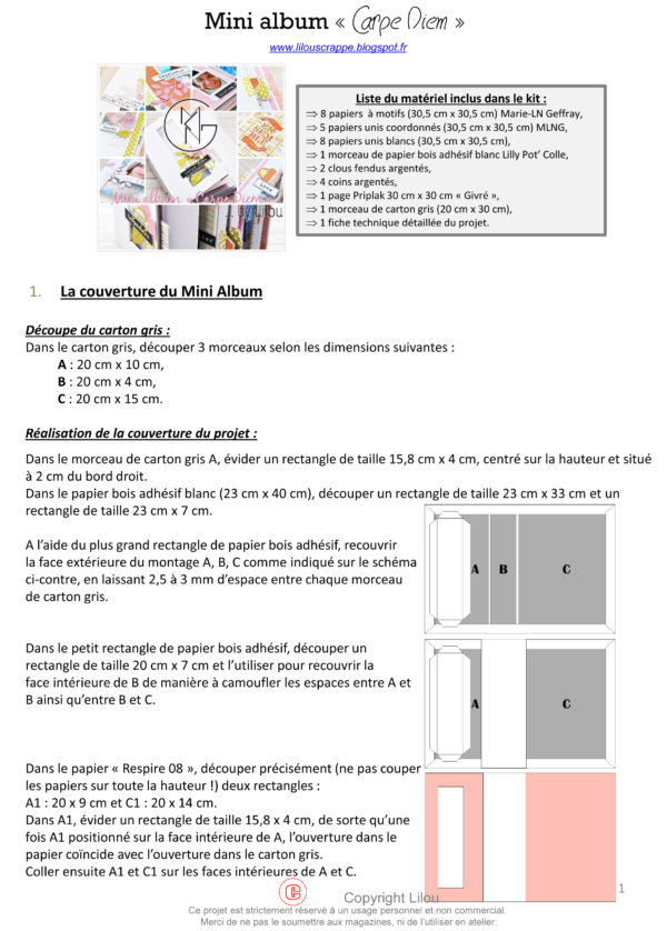 Fiche technique - Mini album "Carpe diem" à télécharger – Image 2