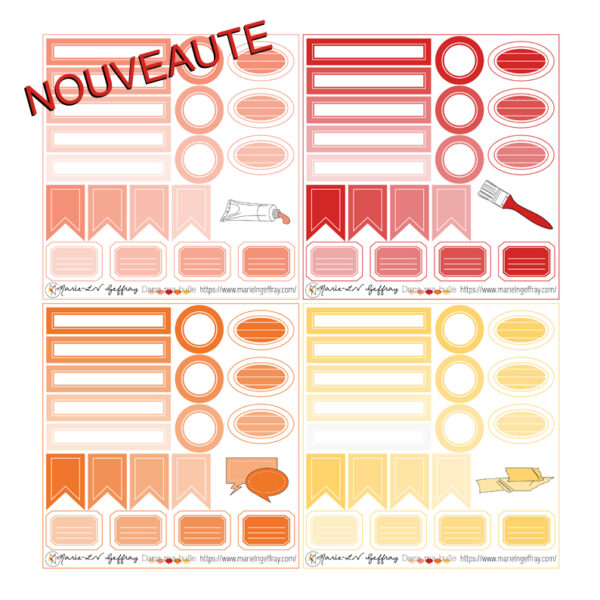 Set de 4 mini planches monochromes d’étiquettes à découper « Dans ma bulle »